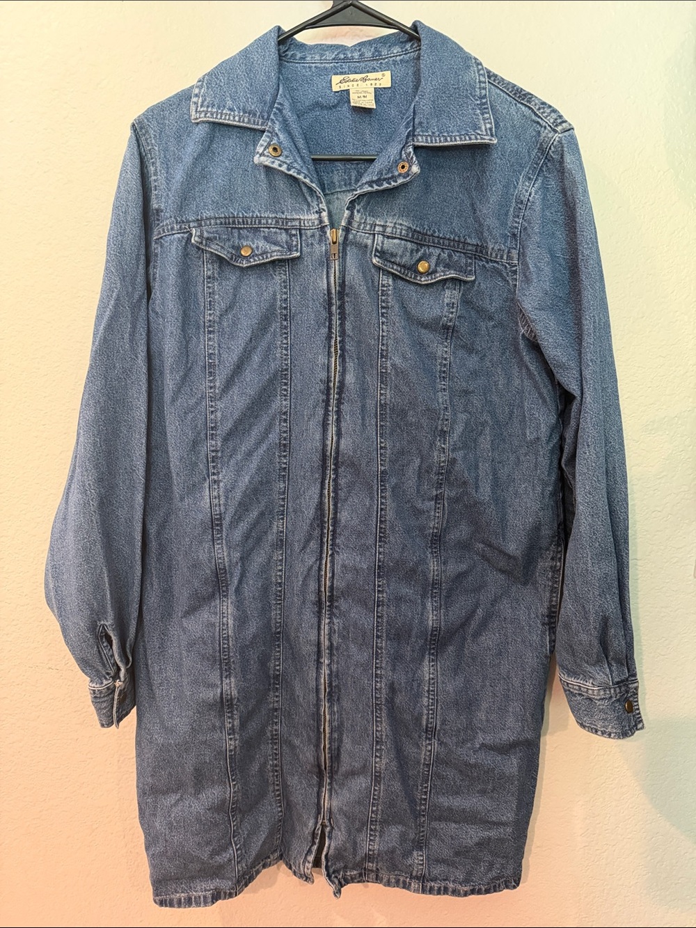 Vintage Eddie Bauer Longline Denim Zip Dress/Jacket
